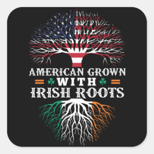 Adesivo Quadrado AMERICANO crescido com raizes IRLANDESAS!