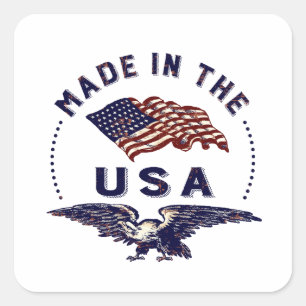 Adesivo Quadrado Americano do vintage feito nos EUA