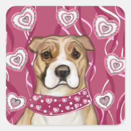 ADESIVO QUADRADO AMERICANO STAFFORDSHIRE TERRIER