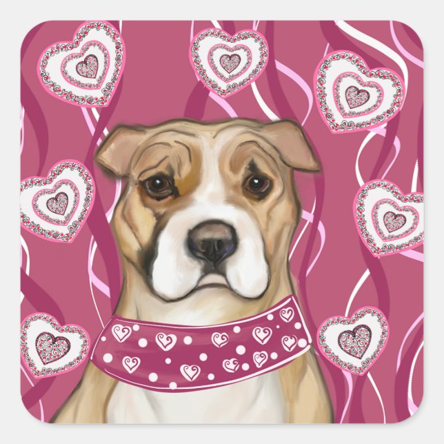 ADESIVO QUADRADO AMERICANO STAFFORDSHIRE TERRIER (Frente)