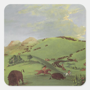 Adesivo Quadrado Americanos nativos do vintage, perseguição do