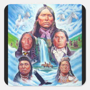 Adesivo Quadrado Americanos nativos Famosos Pintura dos Chefes Indi