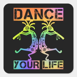Adesivo Quadrado Americanos nativos Kokopelli - Dance sua vida 4