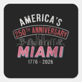Adesivo Quadrado America's 250th Anniversary Miami Skyline Patrioti