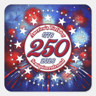 Adesivo Quadrado America's Birthday Semiquin Graphic Fireworks Wh