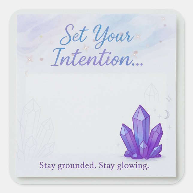 Adesivo Quadrado Ametist - Vinheta de Pastel com cristal (Frente)