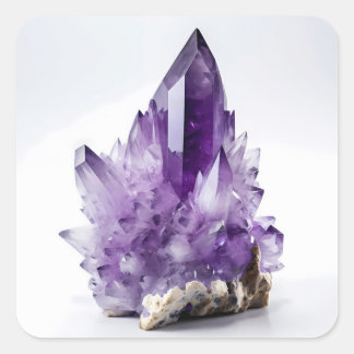 Adesivo Quadrado Ameyst Crystal Cluster Purple Gemstone
