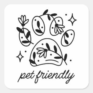 Adesivo Quadrado Amigável para animais de estimação pata de cachorr