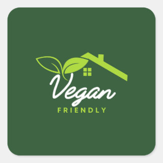Adesivo Quadrado Amigável para Veganos. Rótulos Veganos