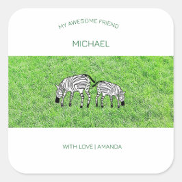 Adesivo Quadrado Amigo fantástico, Zebras bonitas e felizes