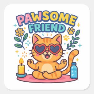 Adesivo Quadrado Amigo Incrível Porque Todo Gato Merece Amor