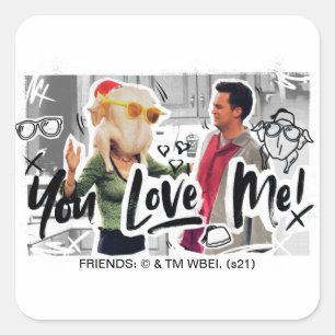 Adesivo Quadrado AMIGOS™   Ação de Graças Chefe da Turquia Monica