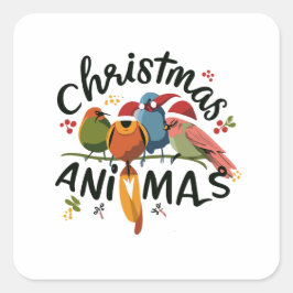 Adesivo Quadrado Amigos De Natal Que Se Desfilam Num Turno
