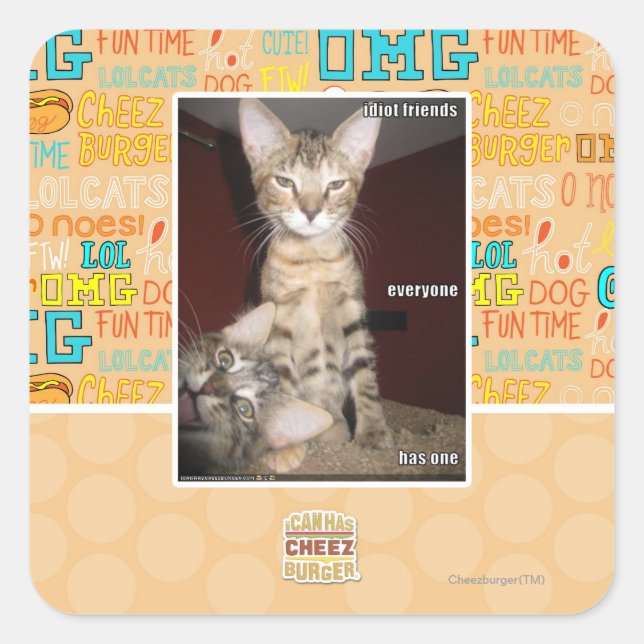 Adesivo Quadrado Amigos Idiotas (Frente)