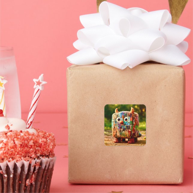 Adesivo Quadrado Amigos Ímpar - Poster de Monstro de Cubo de Patchw (Festa)