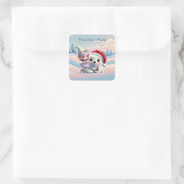 Adesivo Quadrado Amigos num mundo de fantasia. (Bolsa)