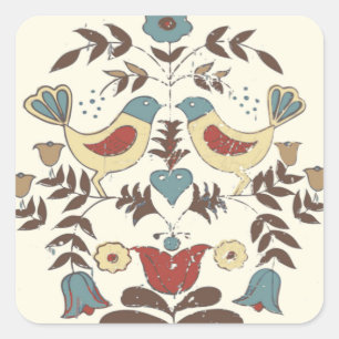 Adesivo Quadrado Amish Hex Sinal Bird Americana da Pensilvânia Hola