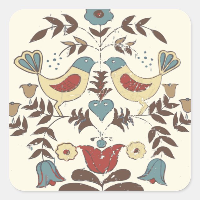 Adesivo Quadrado Amish Hex Sinal Bird Americana da Pensilvânia Hola (Frente)