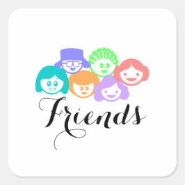 Adesivo Quadrado Amizade "Amigos", Vinhetas Bonito