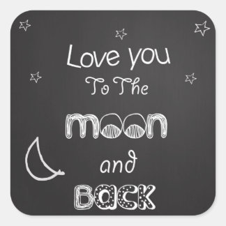 Adesivo Quadrado Amo-te à lua e ao autocolante de fundo