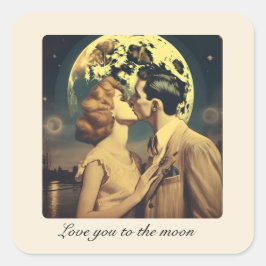 Adesivo Quadrado Amo-te à lua, poster de viagens personalizável