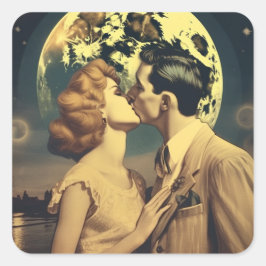 Adesivo Quadrado Amo-te à lua, poster de viagens personalizável