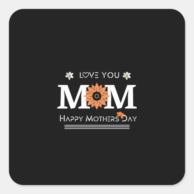 Adesivo Quadrado Amo-Te Mãe Design (Frente)
