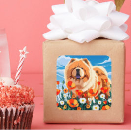 Adesivo Quadrado AMONG THE POPPIES Chow