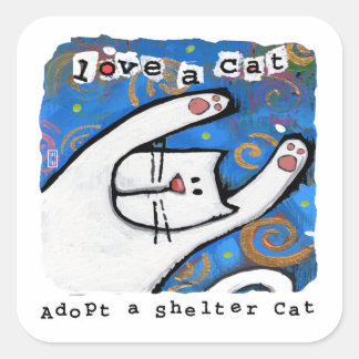 Adesivo Quadrado Amor, Adotar Gatos De Abrigo