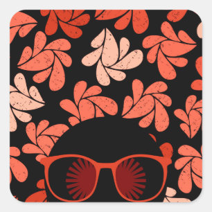 Adesivo Quadrado Amor Afro Vermelho Coral Almofada