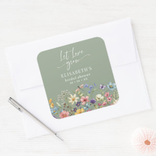 Adesivo Quadrado Amor Amor Cresça Sabugueiro Verde Rosa de Casament