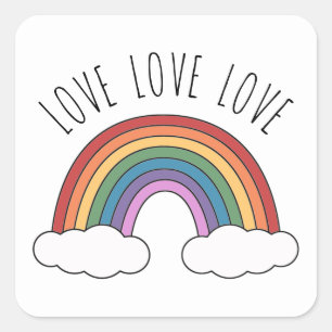 Adesivo Quadrado Amor Arco-íris Amor Amor