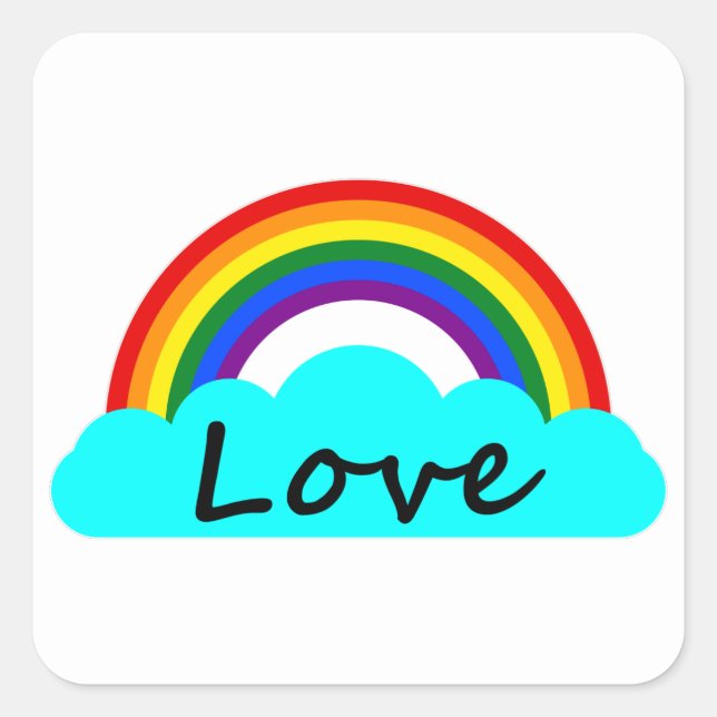 Adesivo Quadrado Amor - Arco-íris LGBT (Frente)