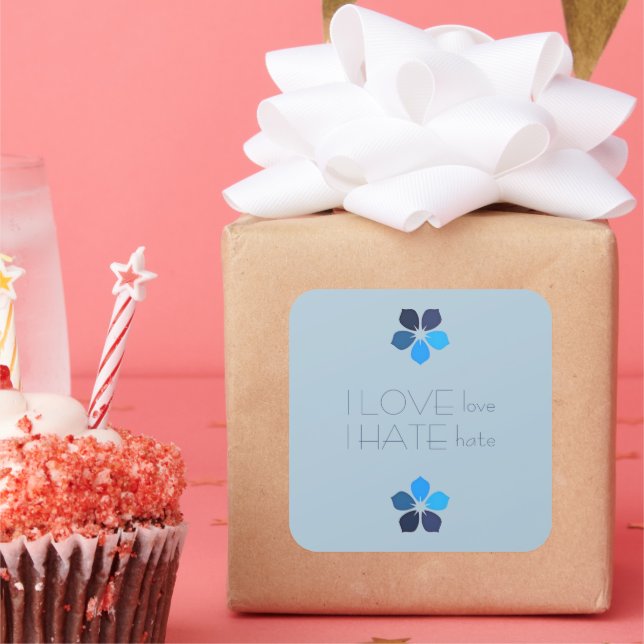 Adesivo Quadrado Amor azul odeia varetas de flores (Festa)