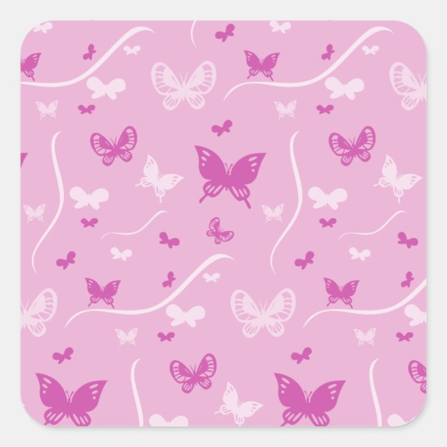 Adesivo Quadrado Amor Borboleta Rosa-Rosa (Frente)