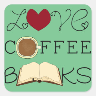 Adesivo Quadrado Amor, Café, Livros - Alterar Cor