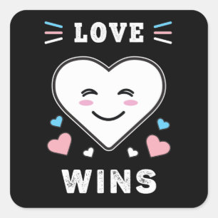 Adesivo Quadrado Amor Cardíaco ganha orgulho transgênero LGBTQ