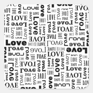 Adesivo Quadrado Amor com letras pretas e fundo branco