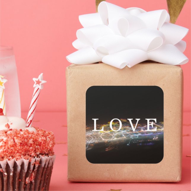 Adesivo Quadrado AMOR com Luzes Elétricas (Festa)