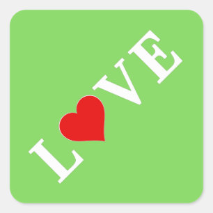 Adesivo Quadrado AMOR, Coração, Tipografia, Texto Baseado, Forma 