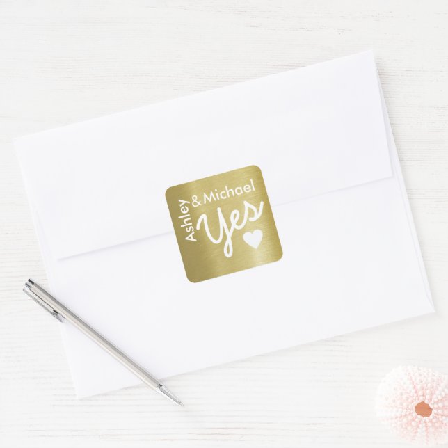Adesivo Quadrado Amor de casamento sim (Envelope)