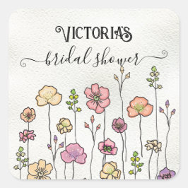 Adesivo Quadrado Amor de flor selvagem em Chá de panela florescente