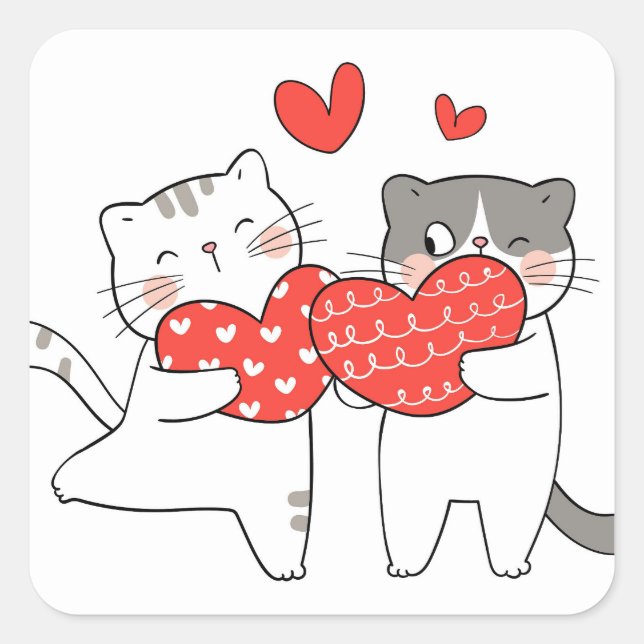 Adesivo Quadrado Amor de Gato (Frente)