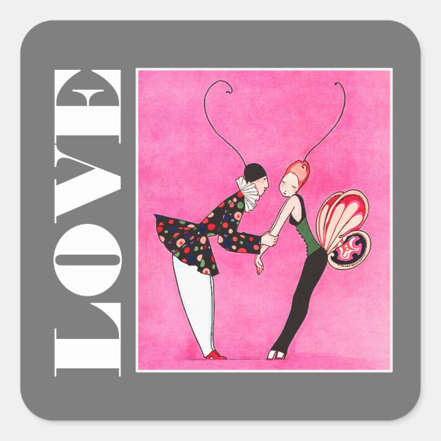 Adesivo Quadrado Amor. Dia de os namorados Art Deco (Frente)