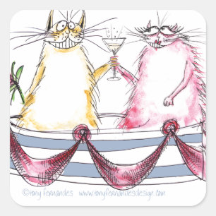 Adesivo Quadrado amor do gato - desenhos animados engraçados,