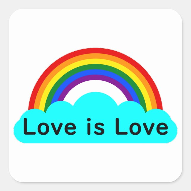 Adesivo Quadrado Amor é Amor - Pau-arco-íris LGBT (Frente)