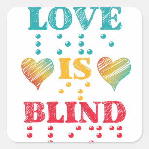 Adesivo Quadrado Amor é Cego Corações em Braille