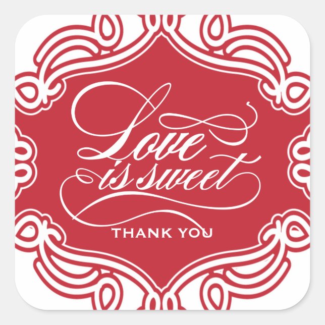 Adesivo Quadrado Amor é doce Casamento Vestidos (Frente)