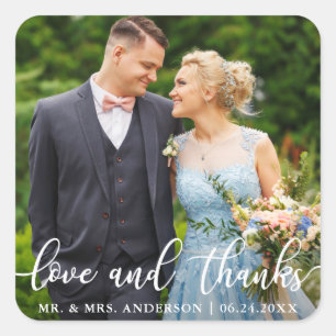 Adesivo Quadrado Amor elegante do casamento do roteiro e foto dos