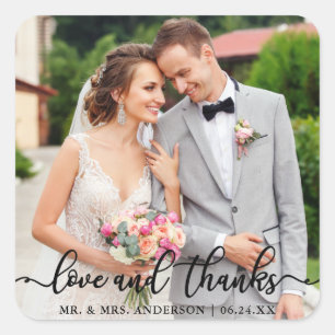 Adesivo Quadrado Amor elegante Wedding do roteiro e foto dos